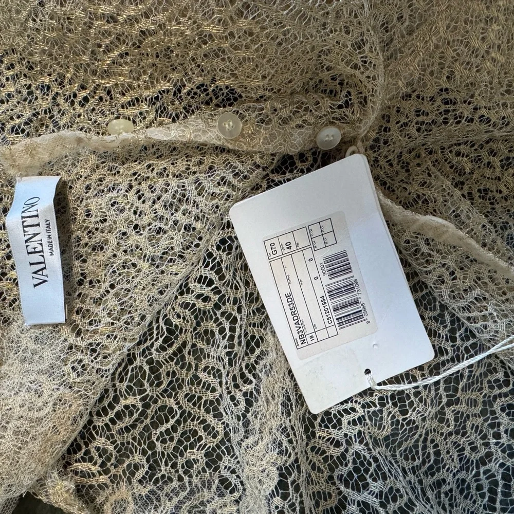 Valentino Silk Gold Lace Maxi Dress - Picture 6 of 10